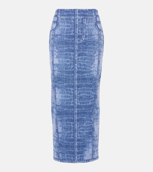 Trompe l'ail knitted midi skirt