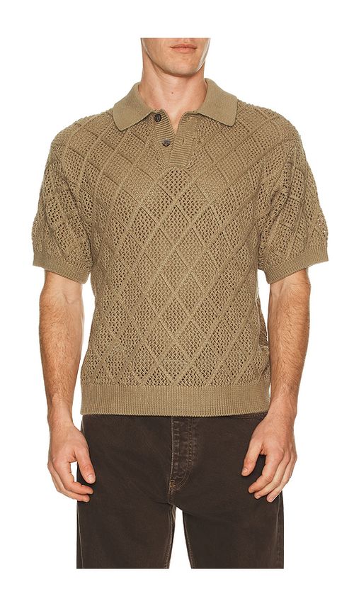 Obey Eryk Knitted Polo in Brown. L. Also in M, S, XL/1X