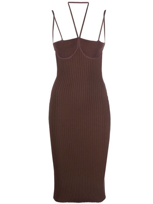 Halterneck fitted dress - Brown