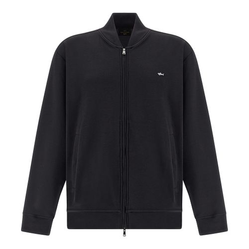 Zip‑up sweatshirt in Active Fleece cotton, Man, Black Beauty-ruthenium