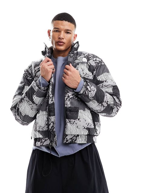 2000 jacket in abstract print-Gray