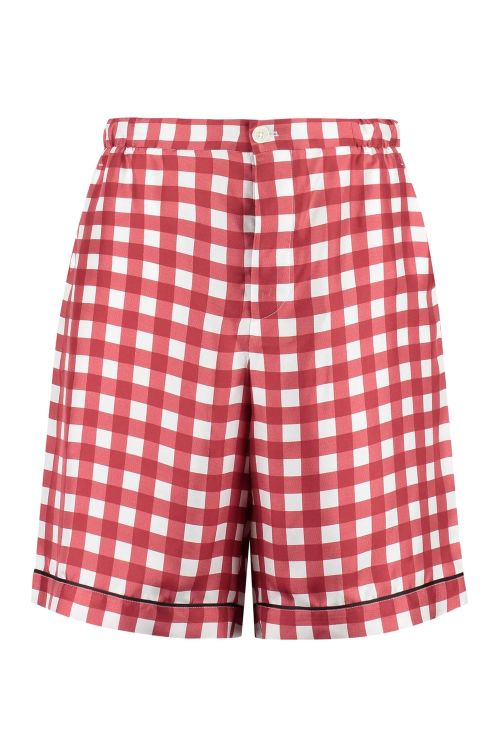 Check-print Silk Bermuda Shorts