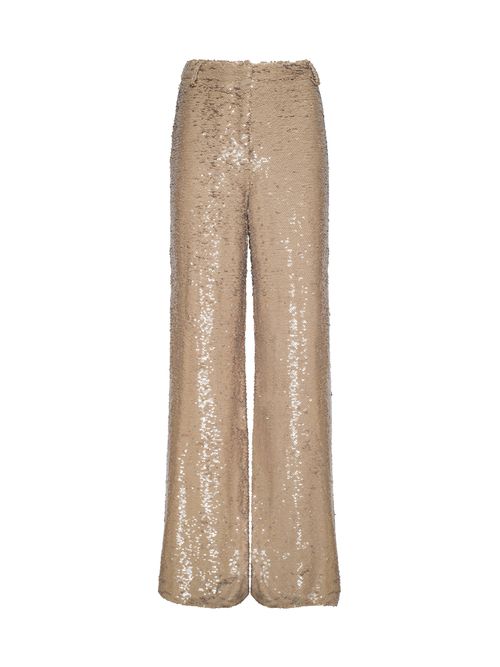 Gavin Sequin Wide-Leg Pants In Soft Camel