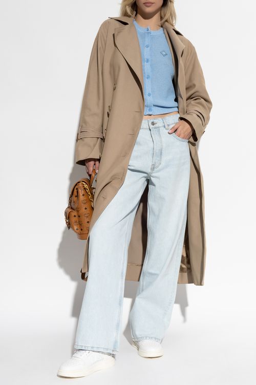 Cardigan With Logo Patch, Women's, Light Blue