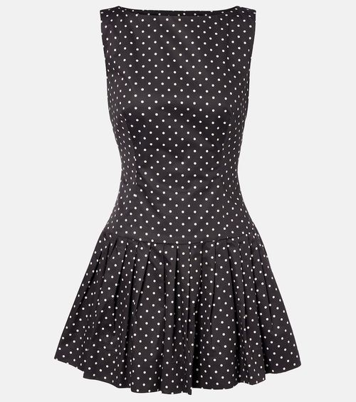 Polka-dot cotton poplin minidress