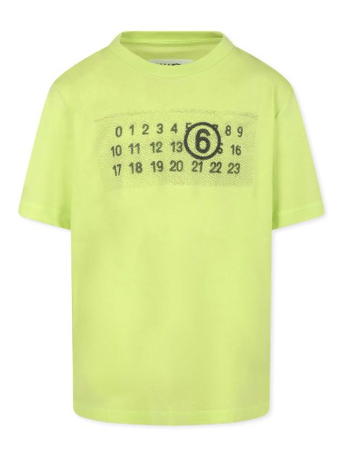 Numbers-print T-shirt - Yellow