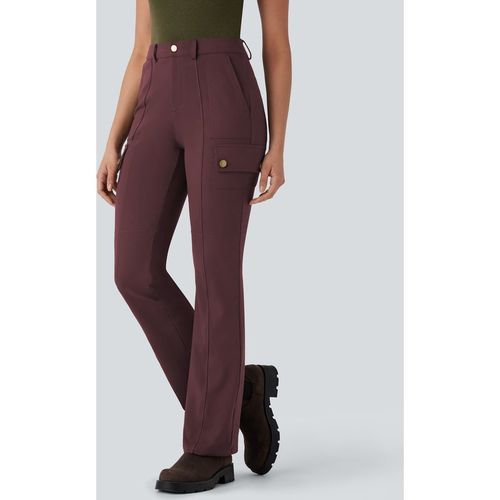 Halara DayStretch Mid Rise Pockets Hiking Cargo Bootcut Trousers - Red Mahogany - XLregular