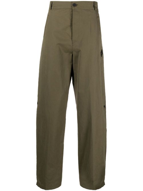 Logo-appliqué straight-leg trousers - Green