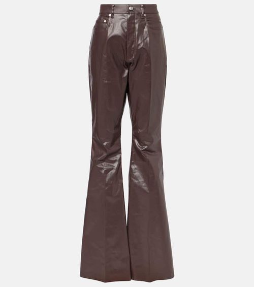High-rise coated canvas straight pants