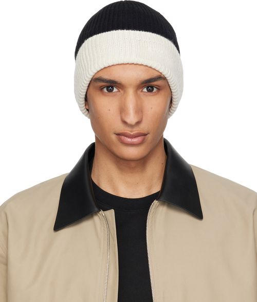 Black & Off-White Wool Beanie