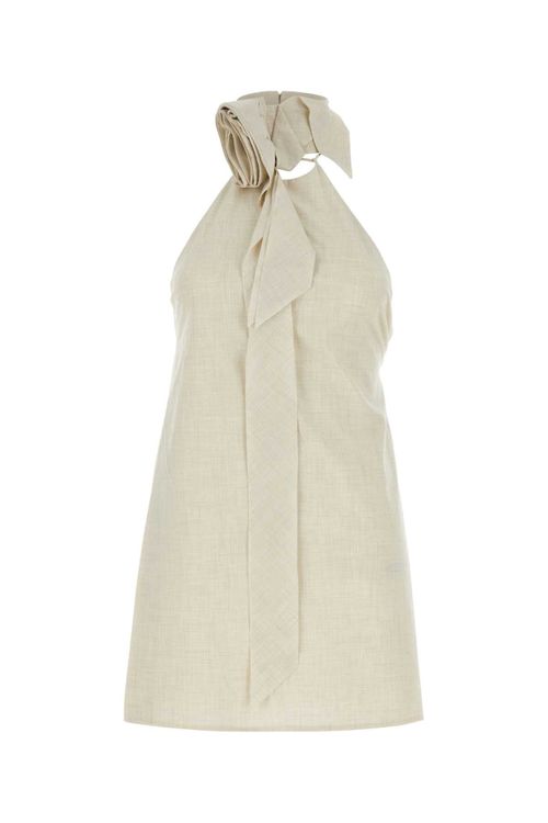 Stretch Polyester Blend Tank Top — Beige