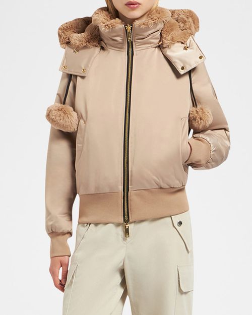 Debbie Reversible Faux-Fur Bomber Jacket with Detachable Hood