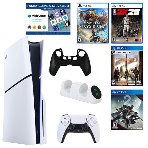 PS5 Slim Disc Console Bundle with 4 Games