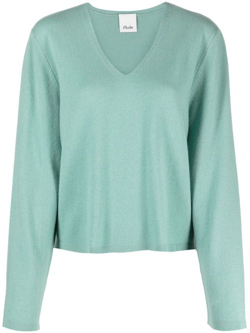 V-neck wool-cashmere blend jumper - Green