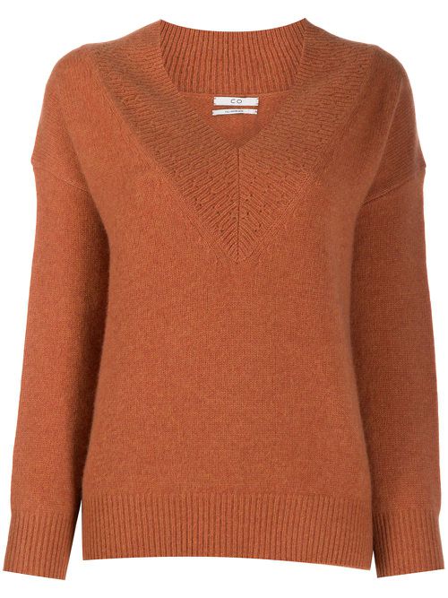 V-neck cashmere knit jumper - Neutrals