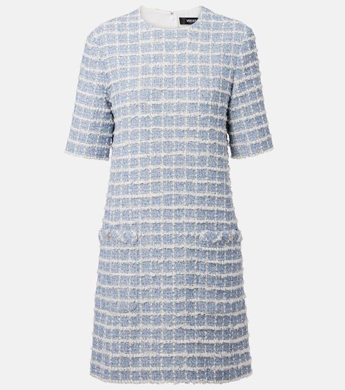 Checked cotton-blend tweed minidress