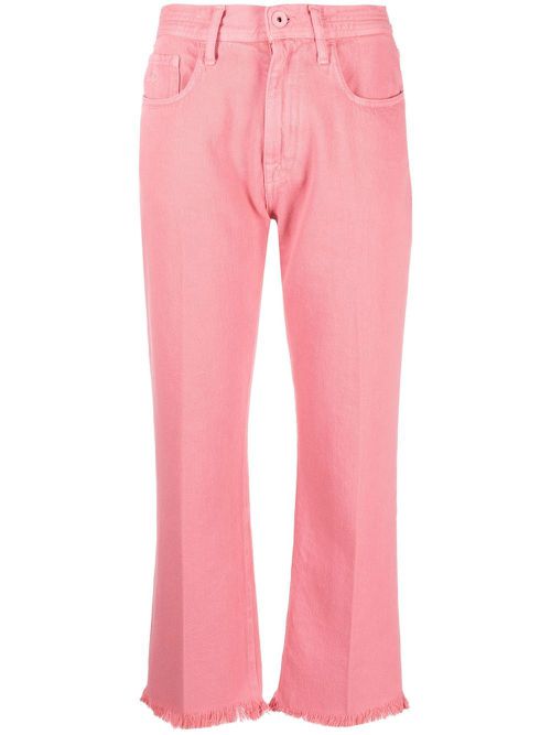 Frayed-hem flared trousers - Pink
