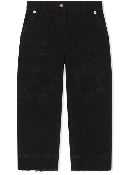 Distressed slim-cut jeans - Black