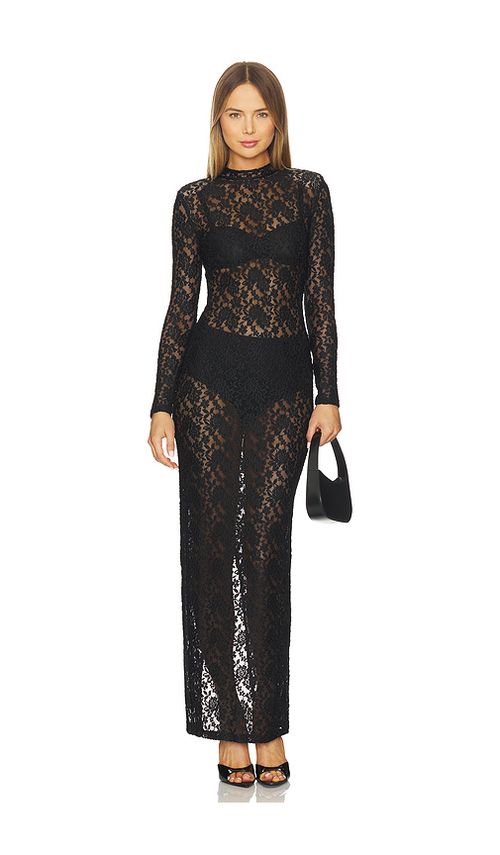 Nookie Roxana Long Sleeve Gown in Black. XL also in L, M