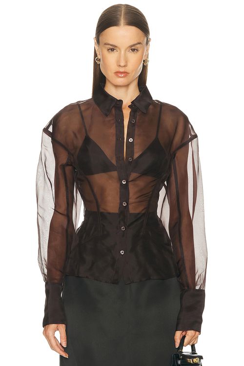 Staud Aida Top in Earth - Brown. L also in XS