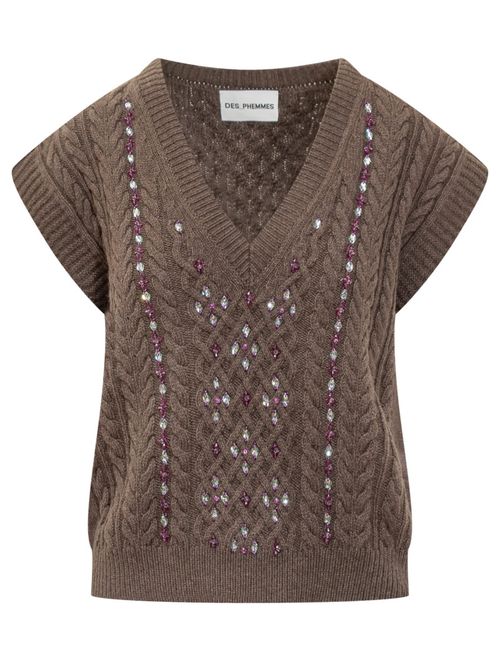 Brown Embellished Sweater