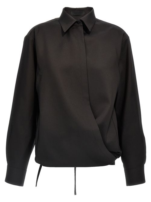 Wool Blend with Drawstring Blouse — Black