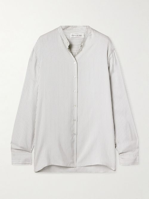 Daisy Pinstriped Silk-twill Shirt - Blue