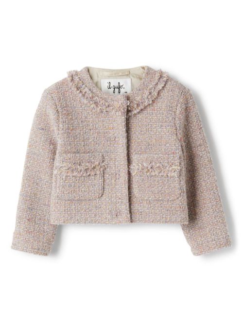 Frayed-detailing tweed jacket - Pink