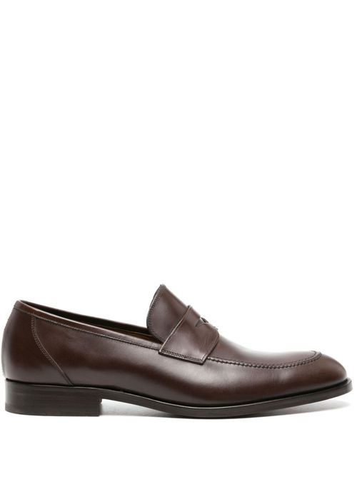 Penny-slot polished leather loafers - Brown
