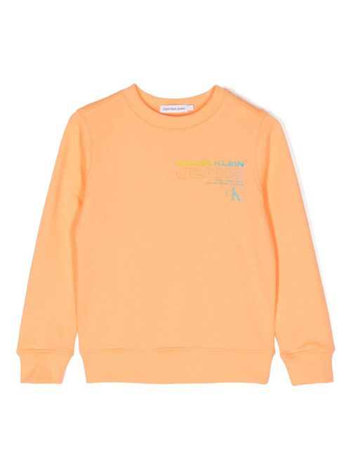 Logo-print cotton sweatshirt - Orange