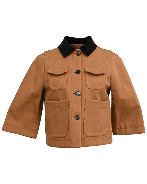 Corduroy Collar Quarter Sleeve Short Shirt Jacket (Authentic Pre-Loved)