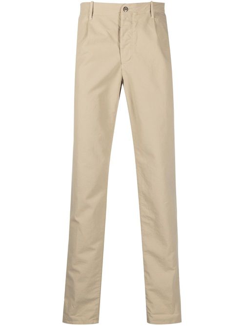 Pleat-detail straight-leg trousers - Neutrals