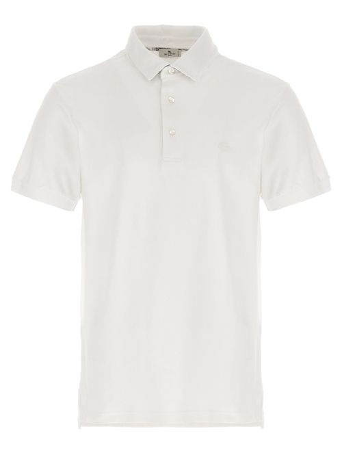 Piqué Cotton with Paisley Collar Detail Polo Shirt — White