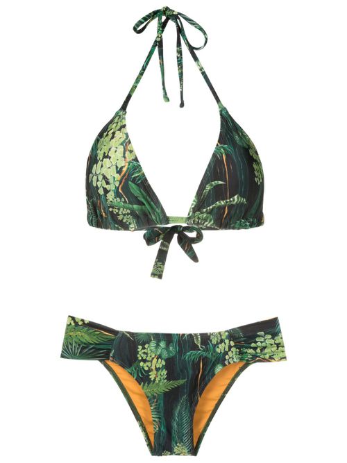 Vicky leaf-print bikini - Green