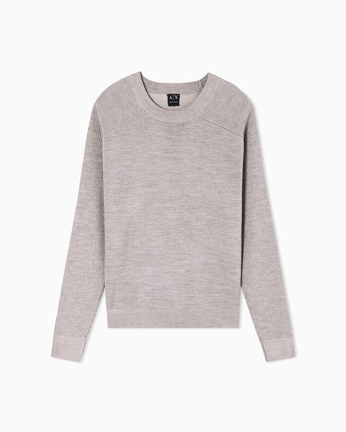 Crew neck sweater with shoulder detail