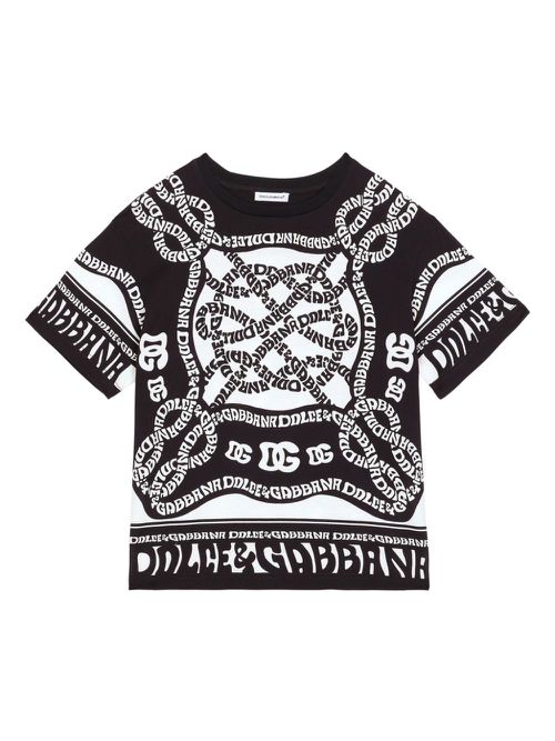 Marina-print cotton T-shirt - Black