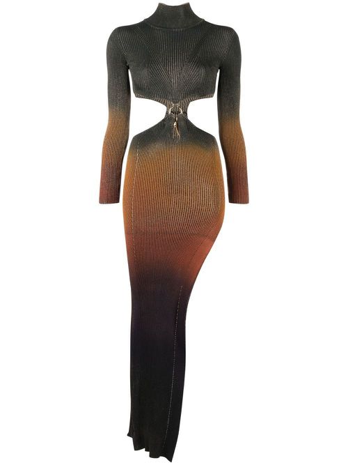 Ombré-effect asymmetric dress - Green