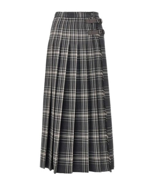 Wool batavia pleated skirt
