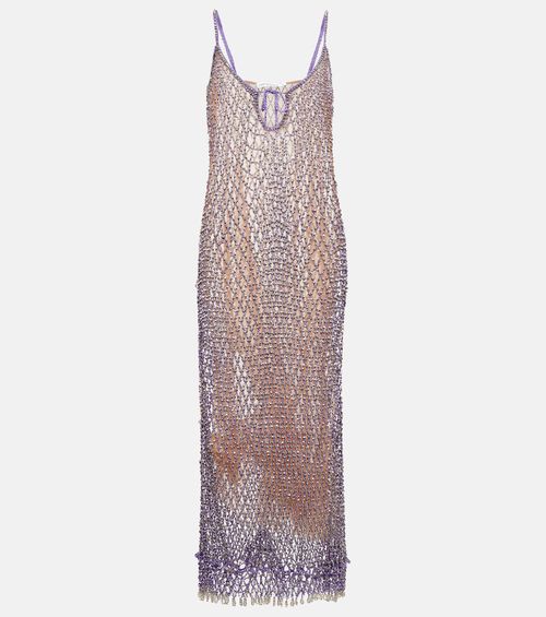 Self-Portrait Beaded fishnet midi dress