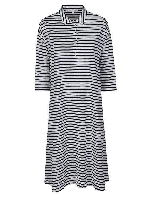 Striped Cotton Polo Polo Dress — Navy