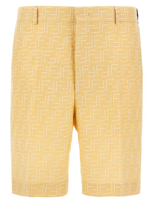 FF Linen Jacquard Bermuda Shorts — Yellow
