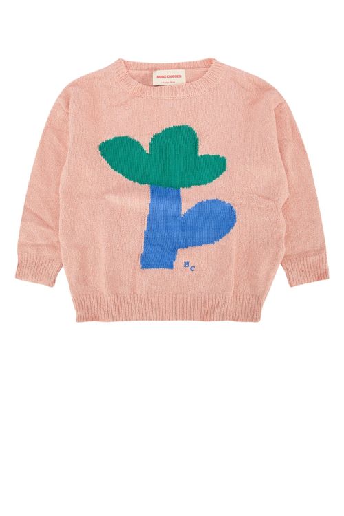 Wool with Intarsia Art Sweater — Pink