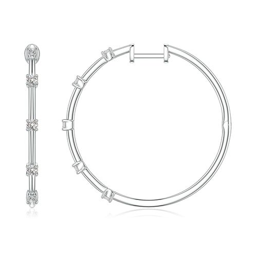 Angara 0.35 CTW Round Diamond Five-Stone Station Hoop Earrings in 18K White Gold