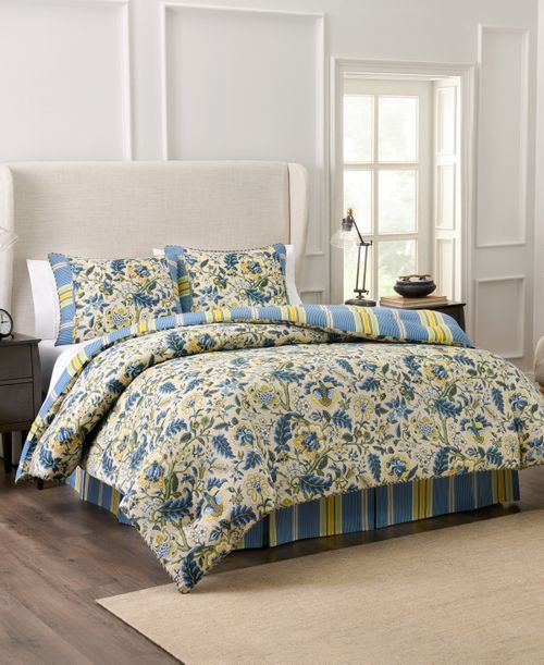 Imperial Dress Cotton 4-Pc. Comforter Set, Queen - Blue