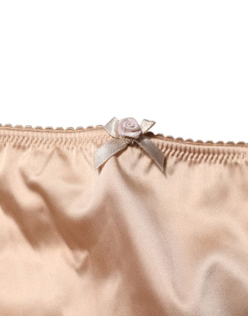 High-Waist Silk-Blend Shapewear Bodysuit — Beige
