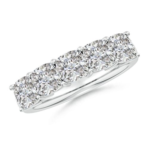 Angara 3.45 Carats Prong-Set Cushion Diamond Five Stone Wedding Ring in 18K White Gold