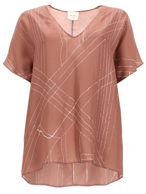Beige Printed V Neck Top