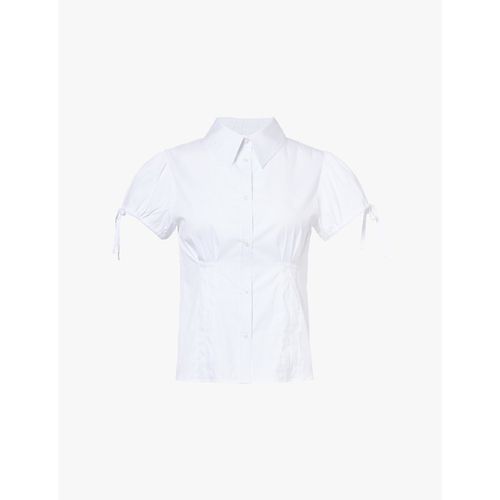 Womens White Mimi Puff-sleeve Organic Cotton-blend Shirt