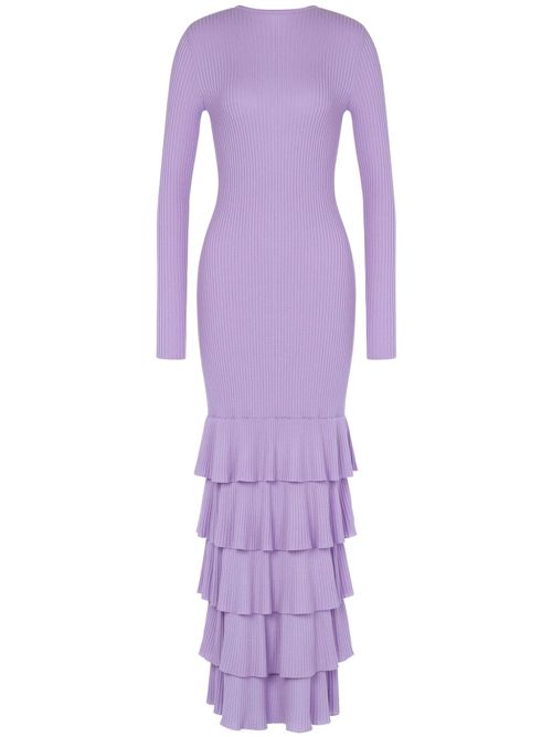 Ruffled knitted dress - Purple