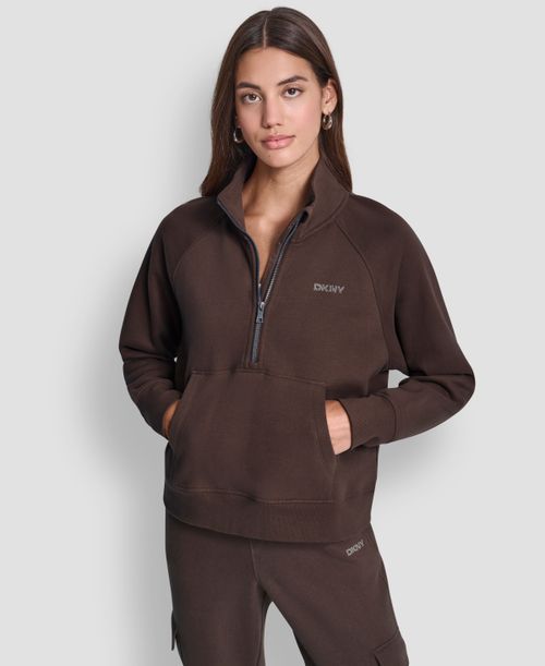 Women's Studded-Logo Half-Zip Sweatshirt - Espresso
